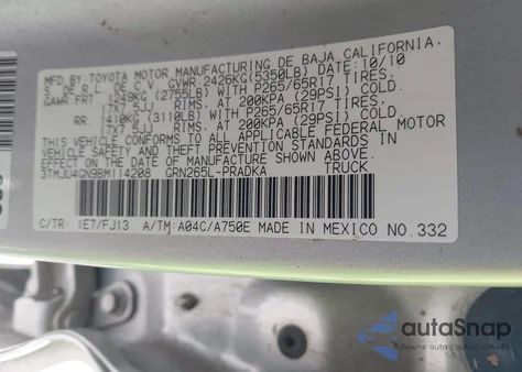 2011 Toyota Tacoma Double Cab Prerunner from USA, damaged, VIN 3TMJU4GN9BM114208